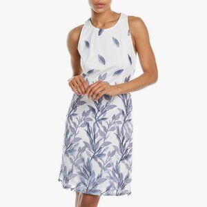 NWT Adrianna Papell Leaf-Embroidered A-Line Dress